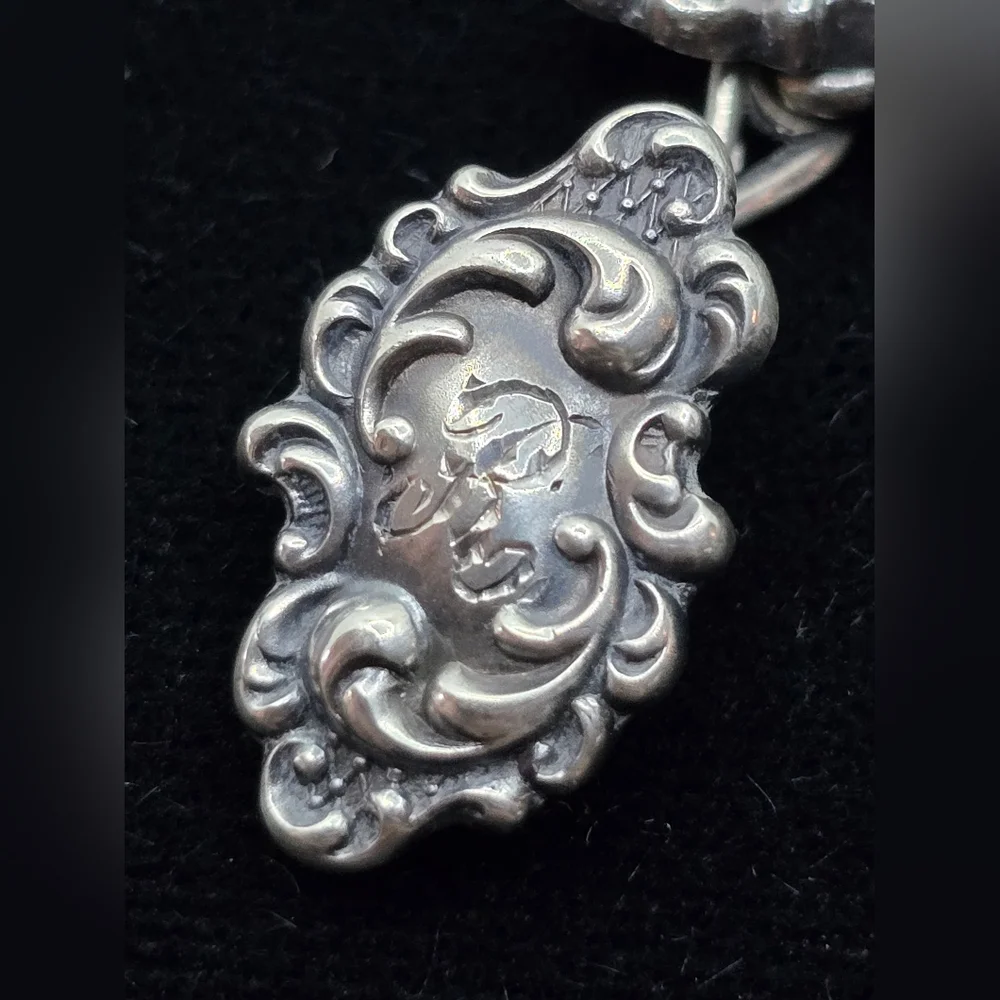 Antique Victorian Sterling Repousse Cufflinks Engraved 